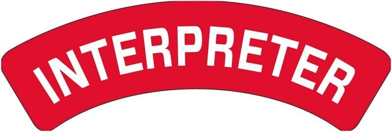 AccuformNMC LHTL248 Hard Hat Sticker, Interpreter, Adhesive Vinyl, 1" x 3", 10/Pk