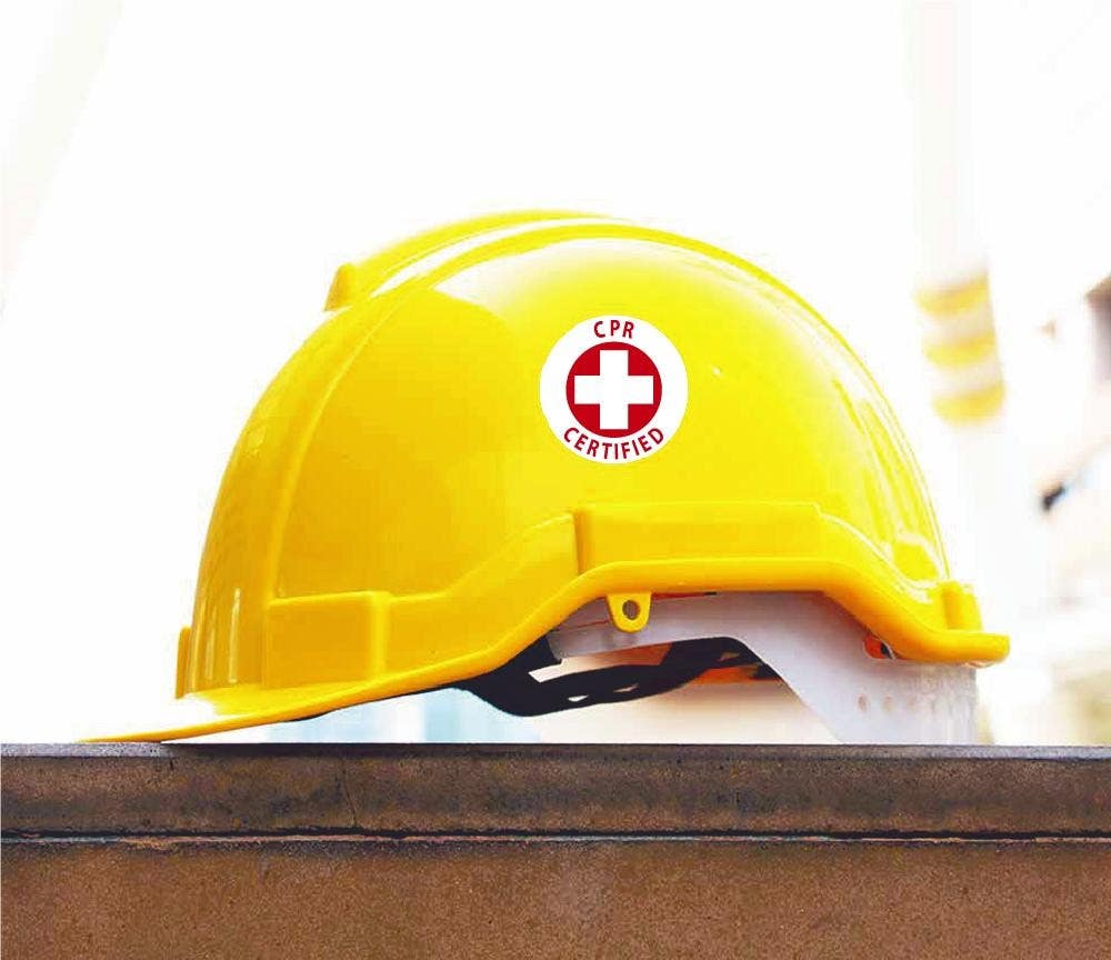 AccuformNMC HH22R CPR Certified Hard Hat Emblem, Reflective Vinyl Sheeting, 2" Dia, 25/Pk