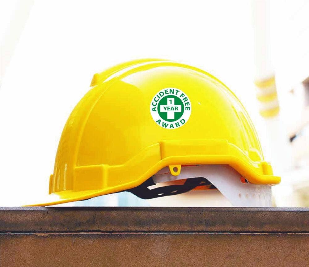 AccuformNMC LHT Hard Hat Stickers, Accident Free Award, Adhesive Vinyl, 2-1/4", 10/Pk