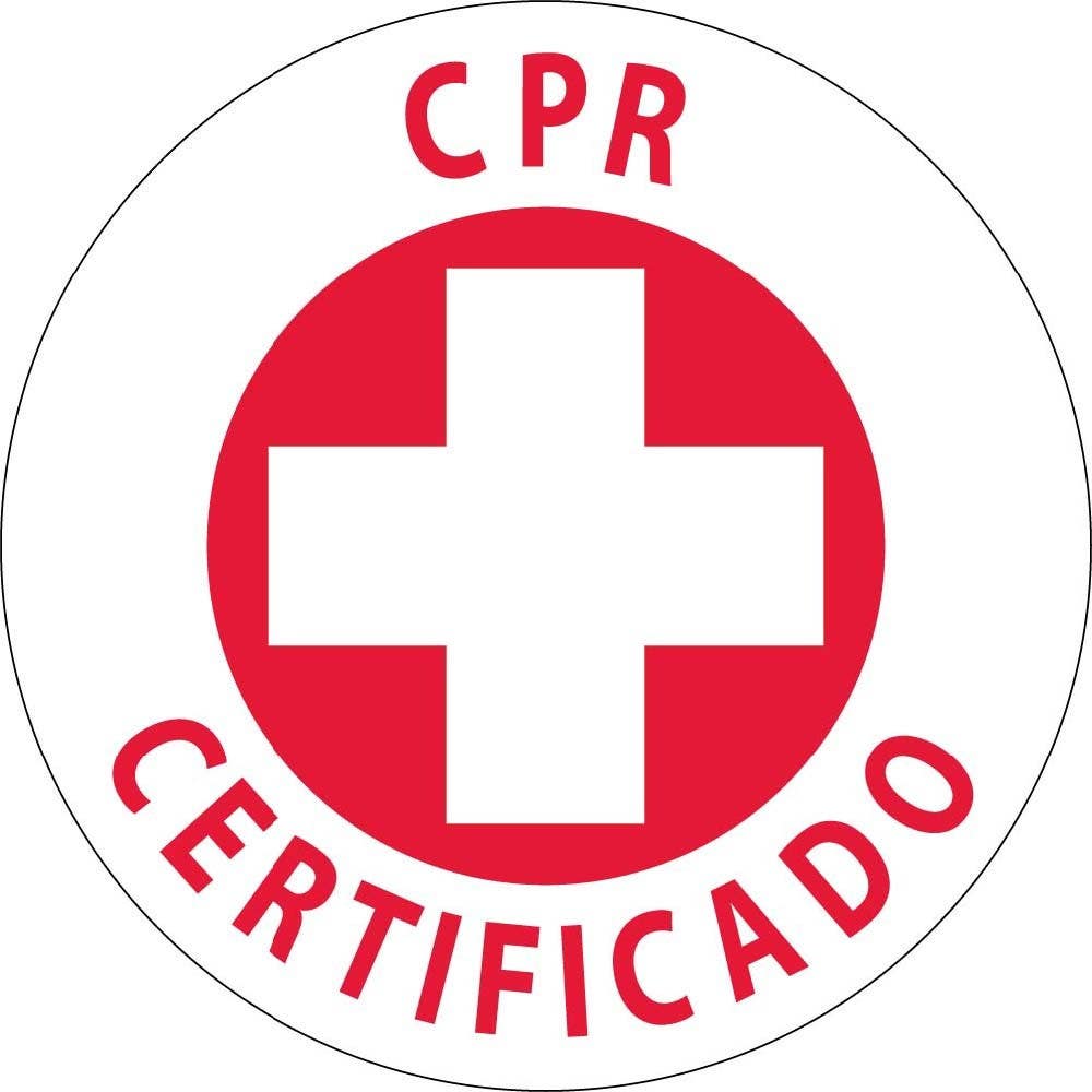 AccuformNMC LHTL117 Hard Hat Stickers, CPR Certificado (Espanol), Adhesive Vinyl, 2-1/4", 10/Pk