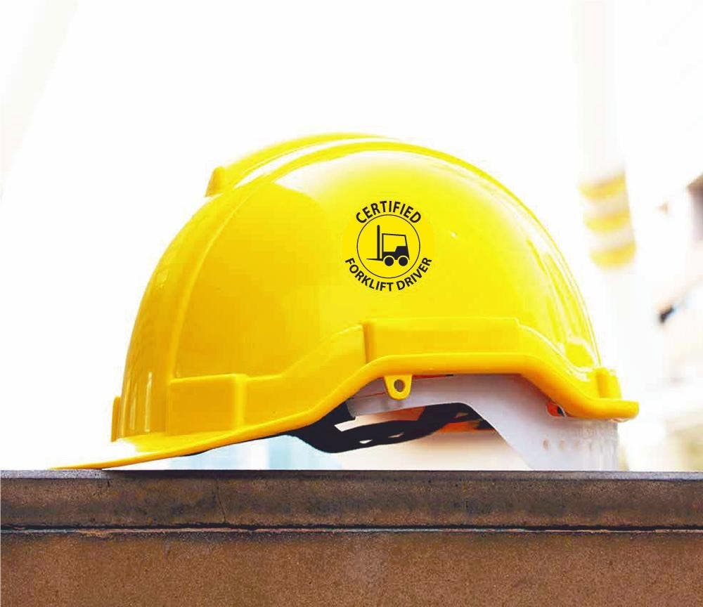 AccuformNMC HH66R Certified Forklift Driver Hard Hat Emblem, Reflective Vinyl Sheeting, 2" Dia, 25/Pk