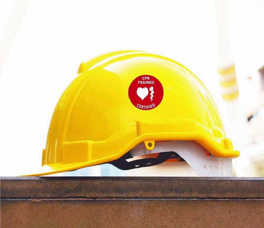 AccuformNMC LHTL346 Hard Hat Stickers, CPR Certified, Adhesive Vinyl, 2-1/4", 10/Pk