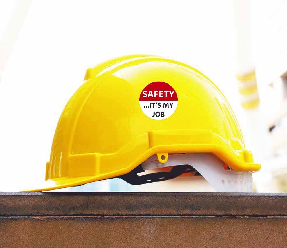 AccuformNMC LHTL177 Hard Hat Stickers, Safety . . . It's My Job, Adhesive Vinyl, 2-1/4", 10/Pk