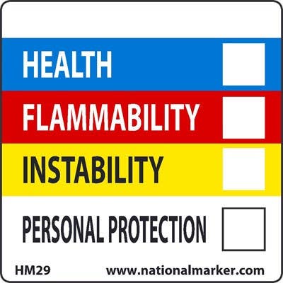 AccuformNMC LZS HMCIS Safety Label, Health Flammability Instability PPE, 250/Roll
