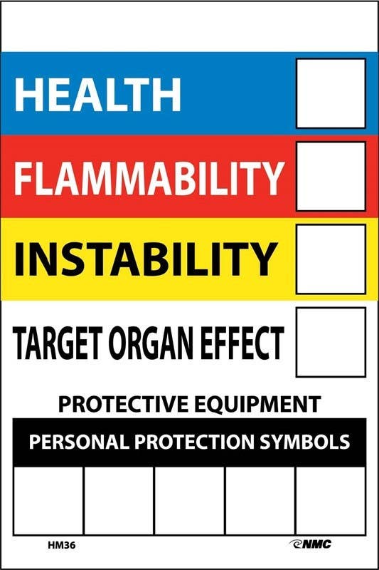 AccuformNMC HM36 Write On Color Bar Right-To-Know Label, 6" x 4", Adhesive Backed Vinyl, 10/Pk