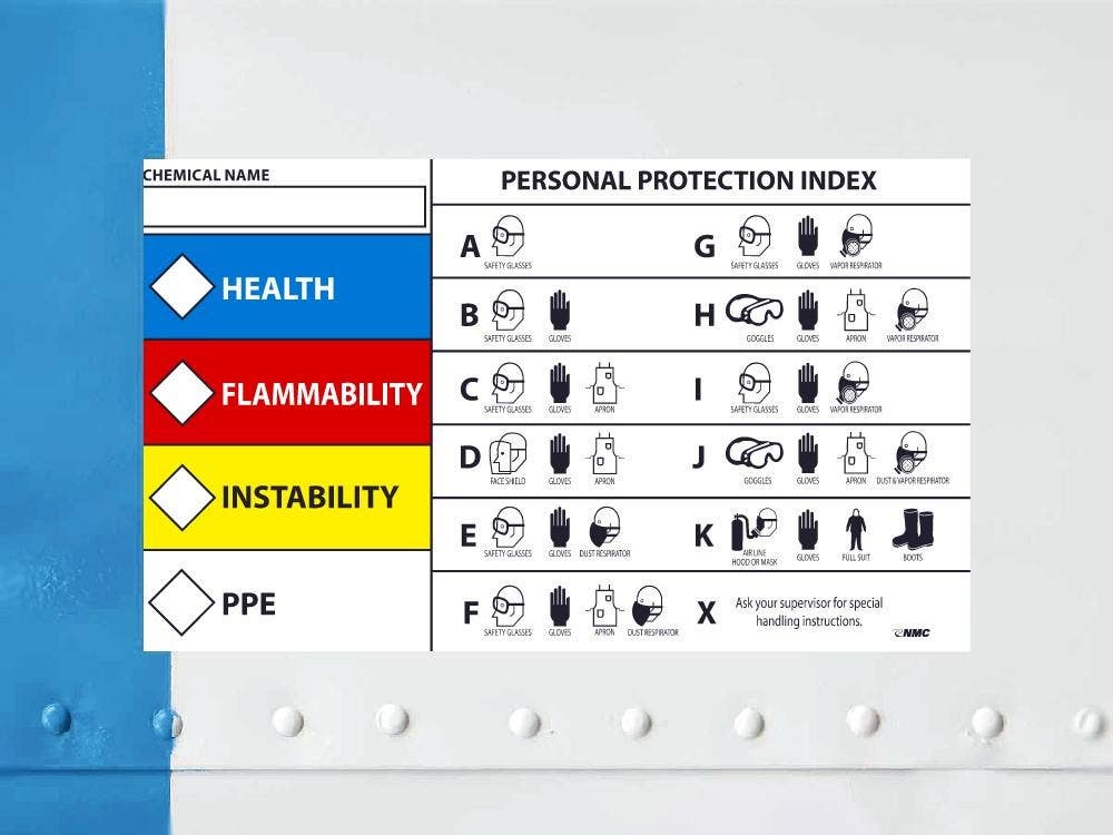 AccuformNMC LZS HMCIS Safety Label, Health Flammability Instability PPE (PPE Index)
