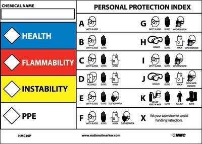 AccuformNMC HMC20P Right-To-Know Protective Equipment Label, 5" x 7", Adhesive Backed Vinyl