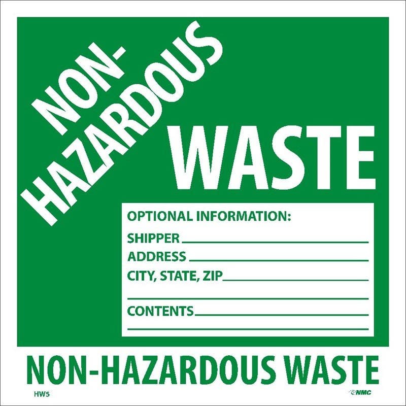AccuformNMC HW5AL Non Hazardous Waste Labels, 6" x 6", 500/Roll