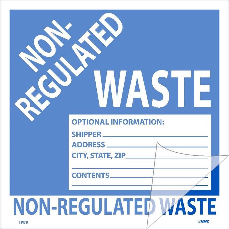 AccuformNMC HW9SL5 Self-Laminating Labels, Non-Regulated Waste, 6" x 6", PS Vinyl, 5/Pk