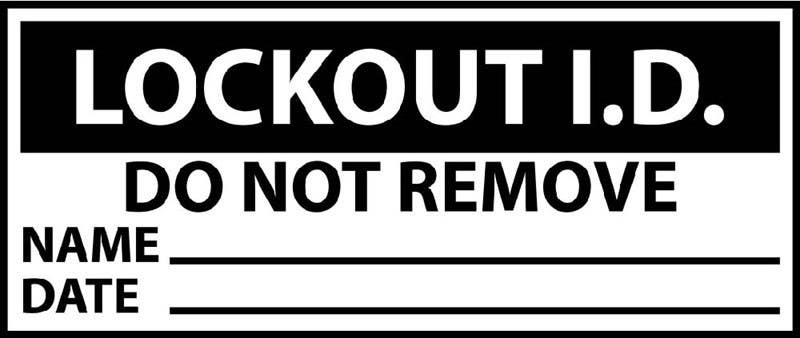AccuformNMC IDL1 Lockout ID Label,  0.63" x 1.50, Adhesive Backed Vinyl, 5 Strips Of 8 Labels, 40/Pk