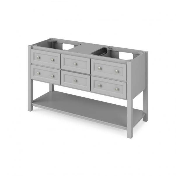 Jeffrey Alexander VKITADL60 Adler Vanity, Width-60", 2 Undermount Rectangle Bowl