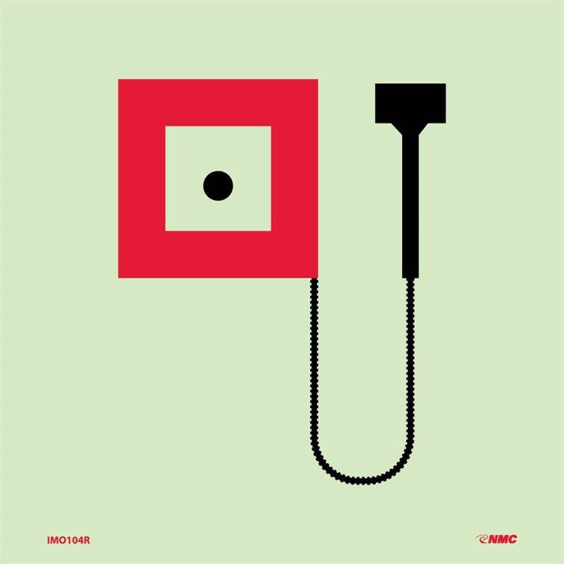 AccuformNMC IMO104P Manually Operated Call Point Symbol, IMO Label, 6 Hour Glow Polyester, 6" x 6"