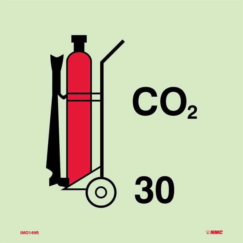 AccuformNMC IMO149 Wheeled Fire Extinguisher Co2 Symbol, IMO Label, 6" x 6"