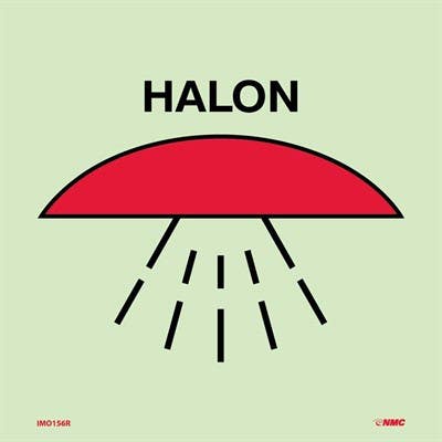 AccuformNMC IMO156 Space Protected By Halon Symbol, IMO Label, 6" x 6"