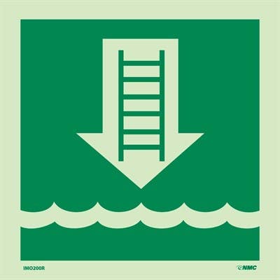 AccuformNMC MLMR108 IMO Evacuation & First Aid Sign, Embarkation Ladder, 6" x 6"