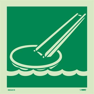 AccuformNMC MLMR110 Glow-In-The-Dark IMO Evacuation & First Aid Sign, Evacuation Slide, 6" x 6"