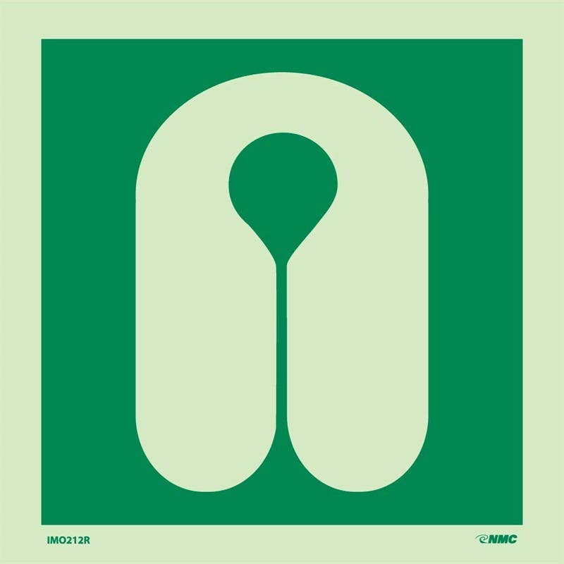 AccuformNMC MLMR120 IMO Evacuation & First Aid Sign, Life Jacket, 6" x 6"