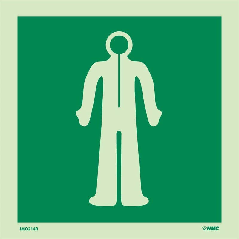 AccuformNMC MLMR124 IMO Evacuation & First Aid Sign, Immersion Suit, 6" x 6"