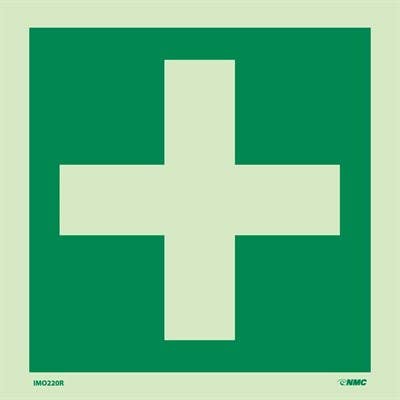 AccuformNMC MLMR146 IMO Evacuation & First Aid Sign, Medical Locker, 6" x 6"