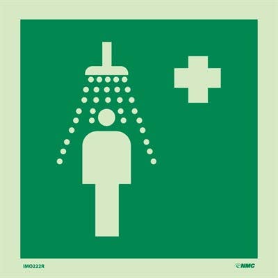 AccuformNMC MLMR149 IMO Evacuation & First Aid Sign, Emergency Shower, 6" x 6"
