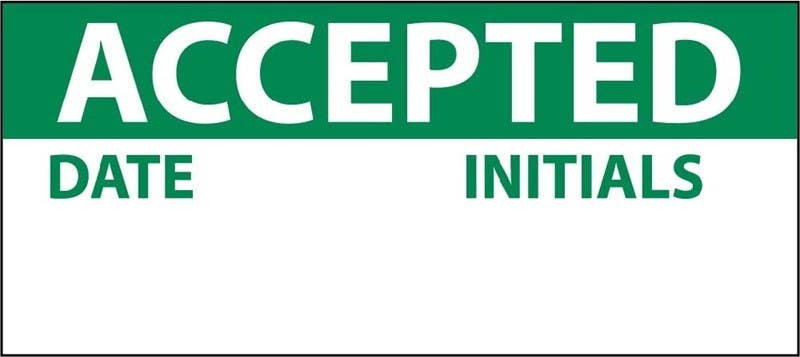AccuformNMC LPC Production Control, Inspection, and Calibration Label, Accepted, Adhesive Vinyl, 25/Pk