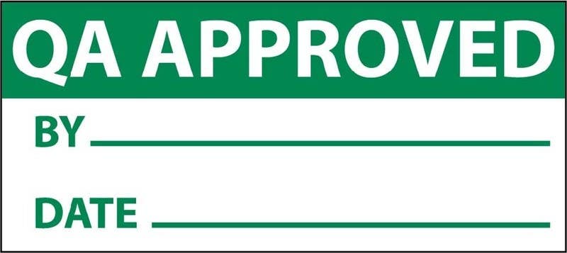 AccuformNMC LPC Production Control Labels, QA Approved, Adhesive Vinyl, 25/Pk