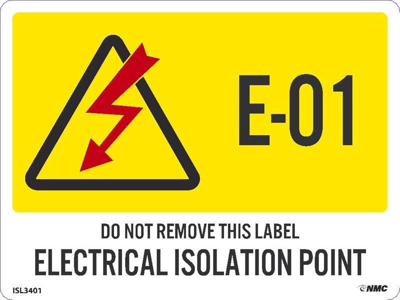 AccuformNMC ISL Energy Isolation - Electrical Isolation Point Label, Adhesive Backed Vinyl, 10/Pk