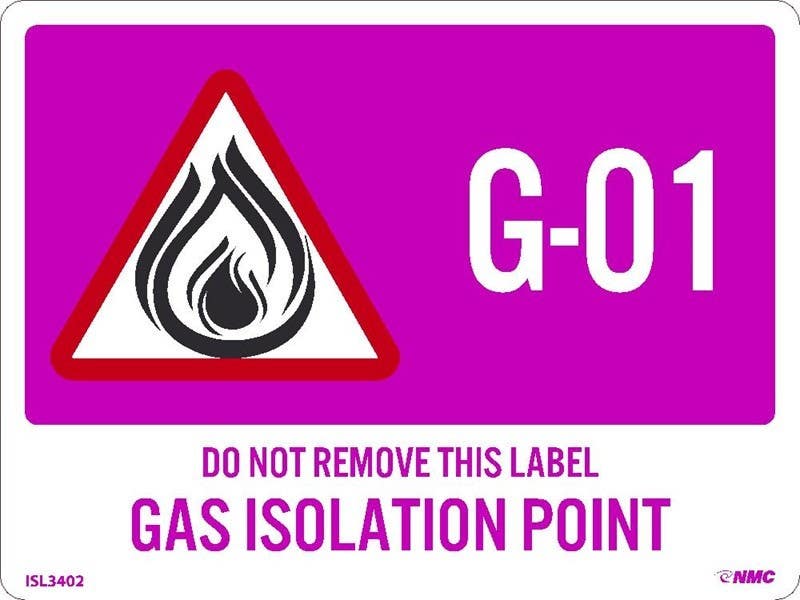 AccuformNMC ISL Energy Isolation - Gas Isolation Point Label, Adhesive Backed Vinyl, 10/Pk