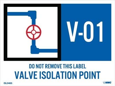 AccuformNMC ISL Energy Isolation - Valve Isolation Point Label, Adhesive Backed Vinyl, 10/Pk