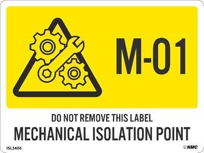 AccuformNMC ISL Energy Isolation - Mechanical Isolation Point Label, Adhesive Backed Vinyl, 10/Pk