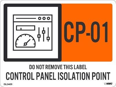 AccuformNMC ISL Energy Isolation - Control Panel Isolation Point Label, Adhesive Backed Vinyl, 10/Pk