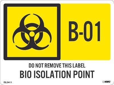 AccuformNMC ISL Energy Isolation - Bio Hazard Isolation Point Label, Adhesive Backed Vinyl, 10/Pk
