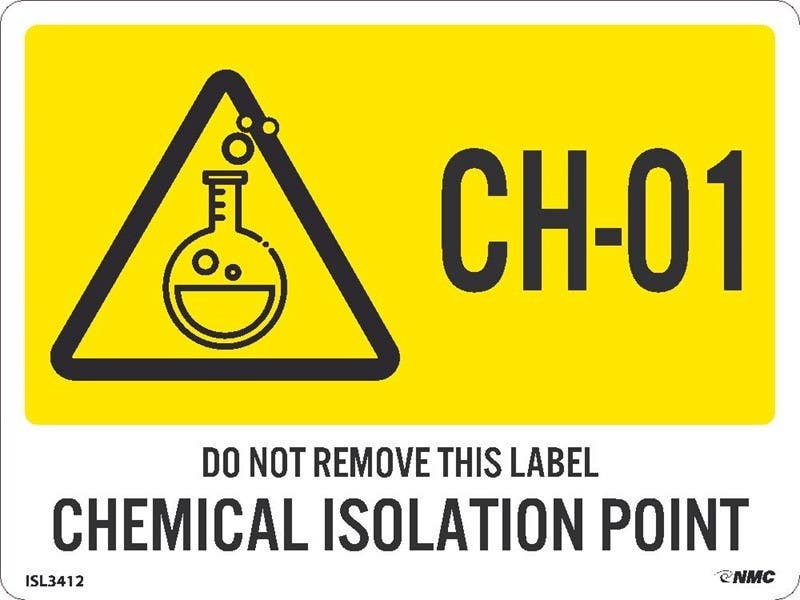 AccuformNMC ISL Energy Isolation - Chemical Isolation Point Label, Adhesive Backed Vinyl, 10/Pk