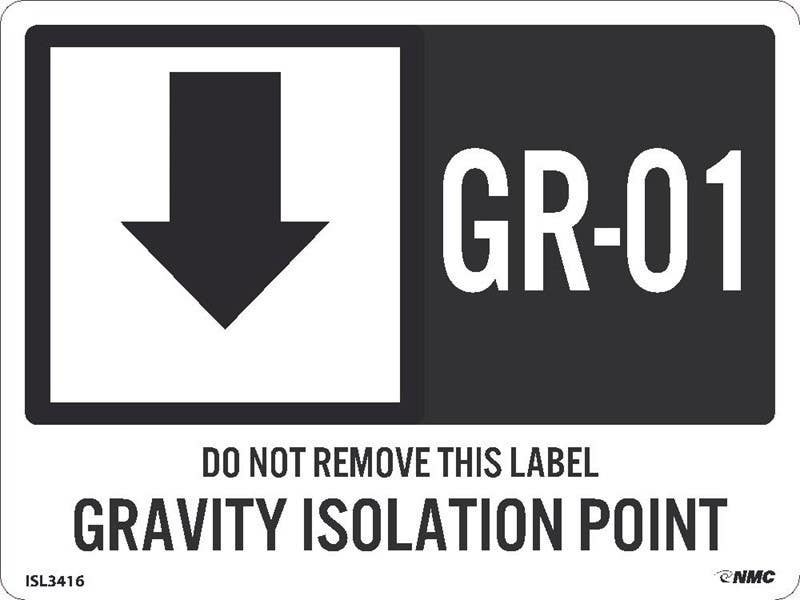 AccuformNMC ISL Energy Isolation - Gravity Isolation Point Label, Adhesive Backed Vinyl, 10/Pk