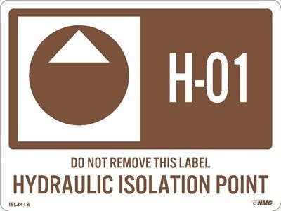 AccuformNMC ISL Energy Isolation - Hydraulic Isolation Point Label, Adhesive Backed Vinyl, 10/Pk