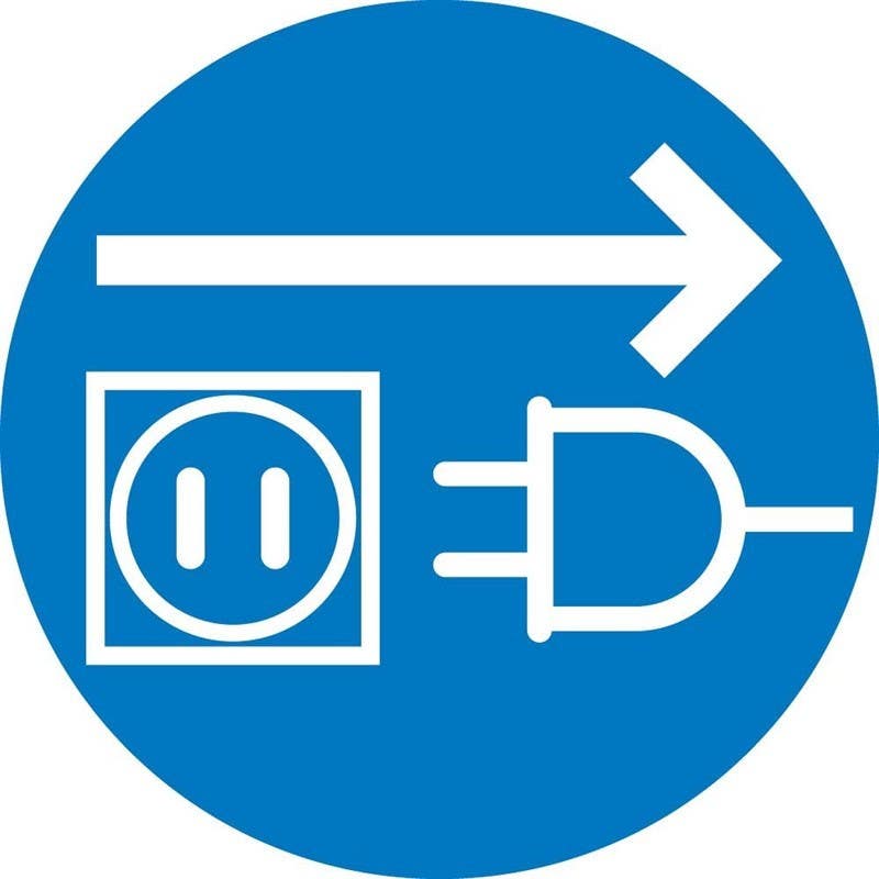 AccuformNMC ISO Graphic Unplug Electrical Supply ISO Label, Adhesive Backed Vinyl