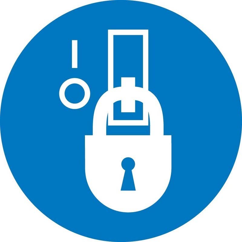 AccuformNMC ISO Lockout In De-Energized State ISO Label, Adhesive Backed Vinyl