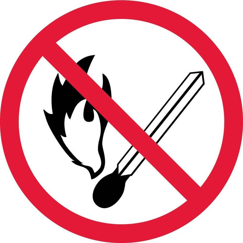 AccuformNMC LSGP ISO Prohibition Safety Label, No Fire Or Open Flame (2011), Adhesive Backed Vinyl