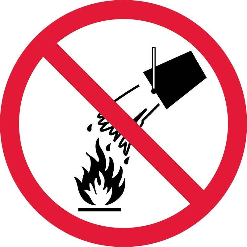 AccuformNMC LSGP ISO Prohibition Safety Label, Do Not Extinguish With Water (2011)