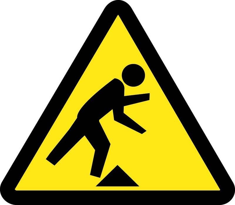 AccuformNMC LSGW ISO Warning Safety Label, Tripping Hazard (2011), Adhesive Backed Vinyl