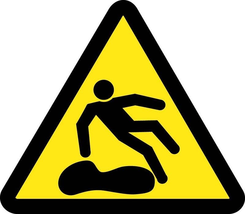 AccuformNMC LSGW ISO Warning Safety Label, Slippery Surface (2011), Adhesive Backed Vinyl