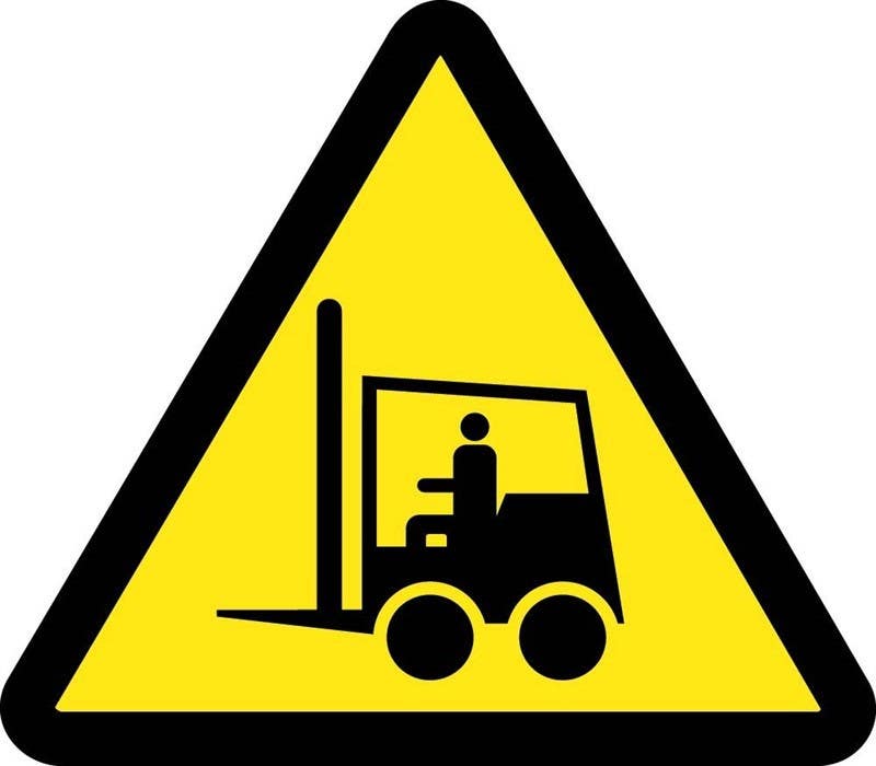 AccuformNMC LSGW ISO Warning Safety Label, Lift Truck Hazard (2011), Adhesive Backed Vinyl