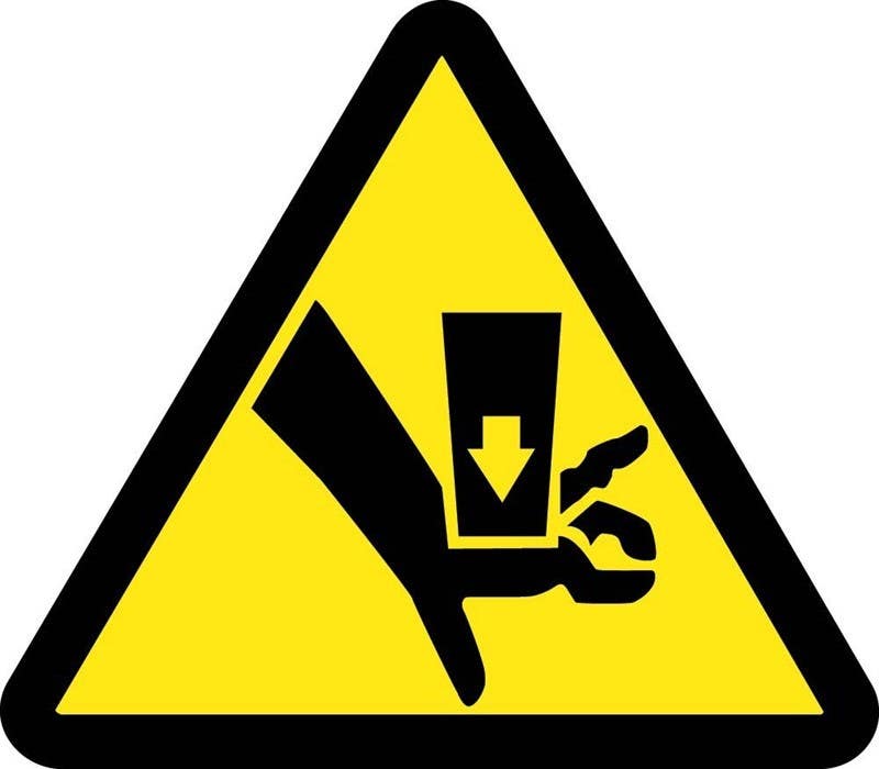 AccuformNMC LSGW ISO Safety Label, Warning - Keep Hands Out - 2003/2011, Adhesive Backed Vinyl