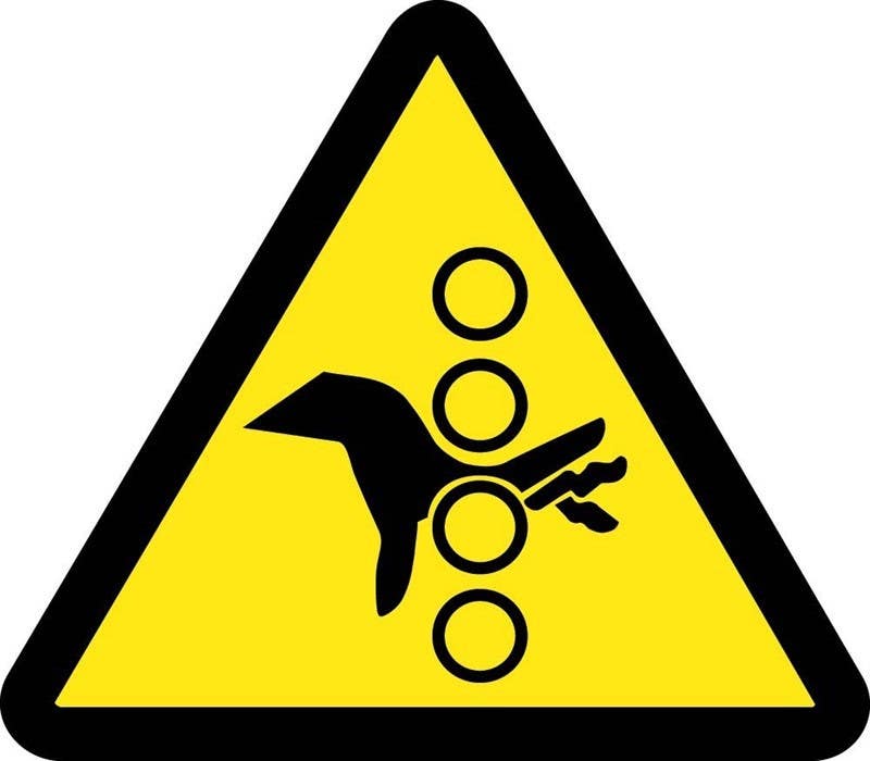 AccuformNMC ISO Pinch Point Hazard ISO Label, Adhesive Backed Vinyl