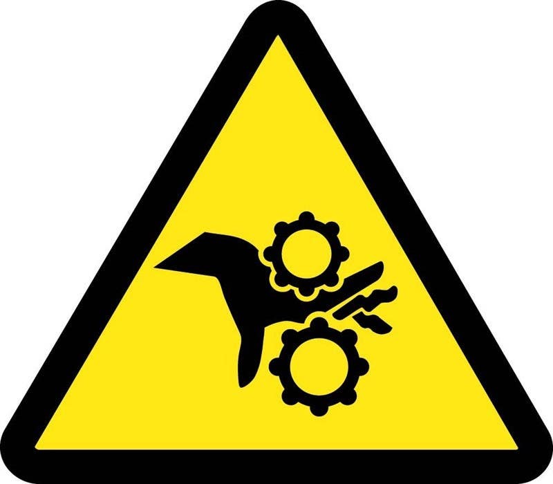 AccuformNMC LSGW ISO Warning Safety Label, Gear Entanglement Hazard - 2003/2011, Adhesive Backed Vinyl