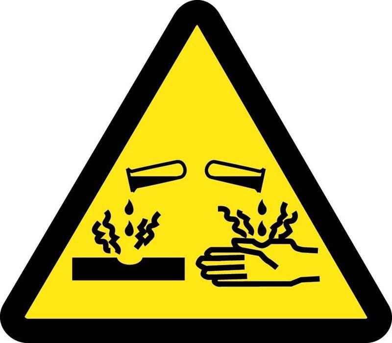 AccuformNMC LSGW ISO Warning Safety Label, Corrosive/Acid Hazard - 2011, Adhesive Backed Vinyl