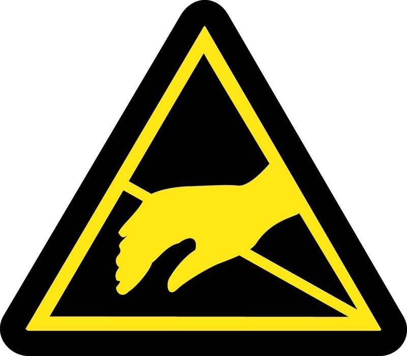 AccuformNMC LSGW ISO Warning Safety Label, Static Sensitive Hazard - 2003/2011, Adhesive Backed Vinyl