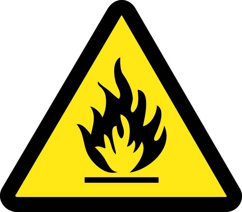 AccuformNMC LSGW ISO Warning Safety Label, Fire Hazard (2011), Adhesive Backed Vinyl