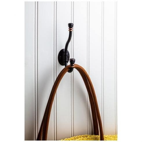 Elements YD50-518 Ringed Contemporary Double Prong Wall Mounted Hook