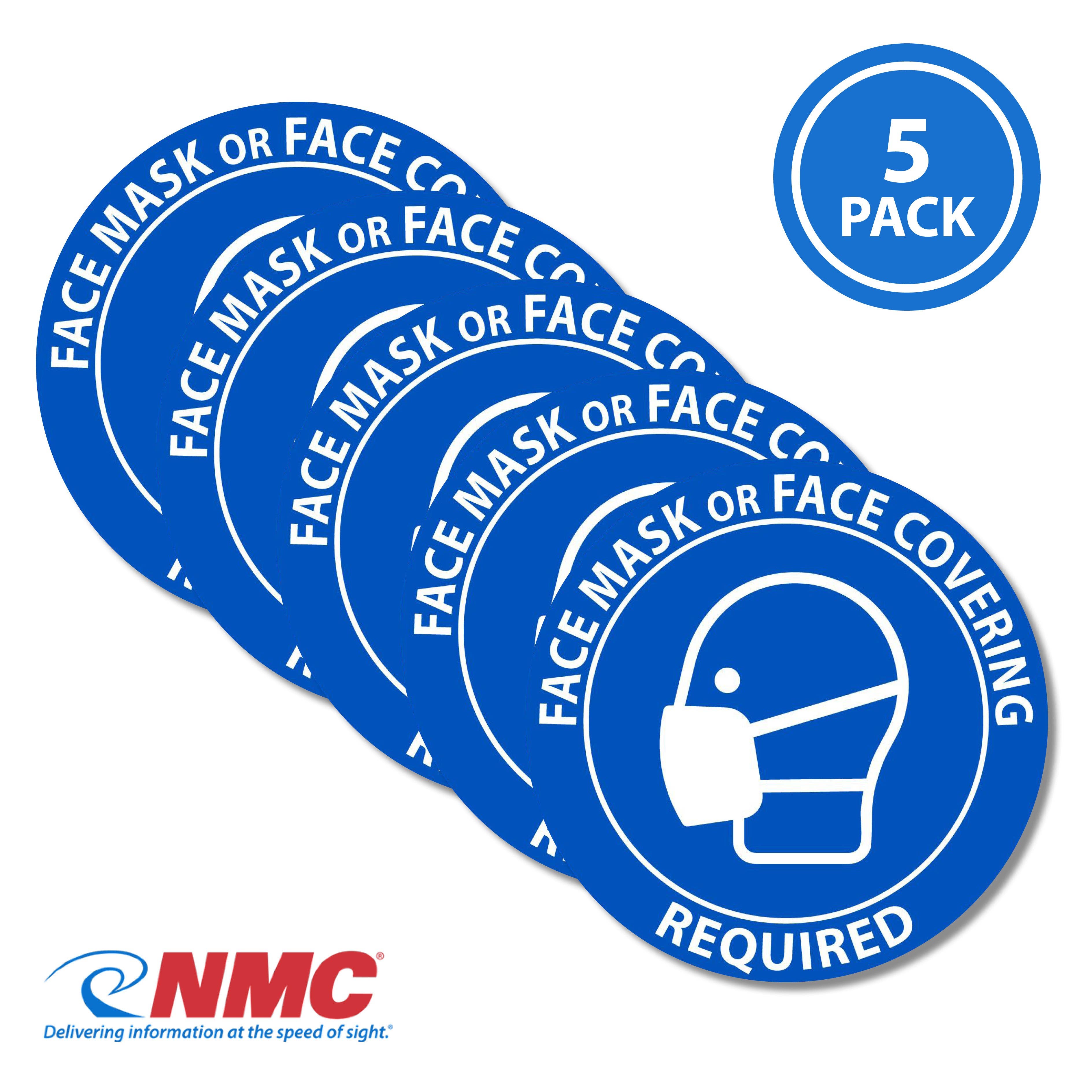 AccuformNMC ISO674CL Graphic, Face Mask Or Covering Required Label, Pressure Sensitive Vinyl Clear, 6" x 6", 5/Pk